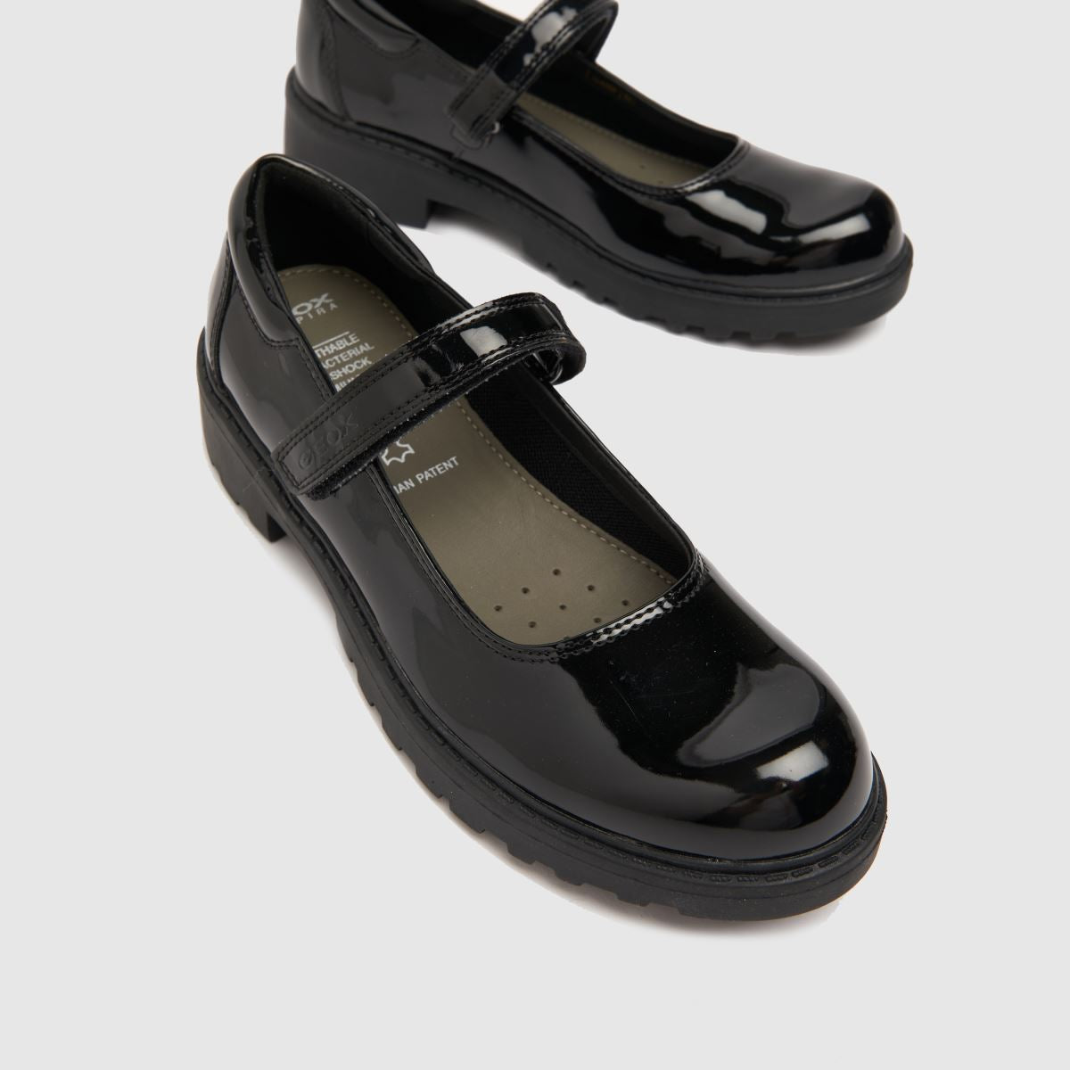 Geox Casey black patent strap Kirbys Footwear Ltd