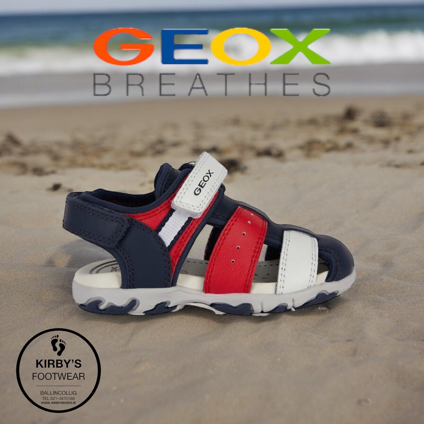 Geox Flaffee closed sandal navy red