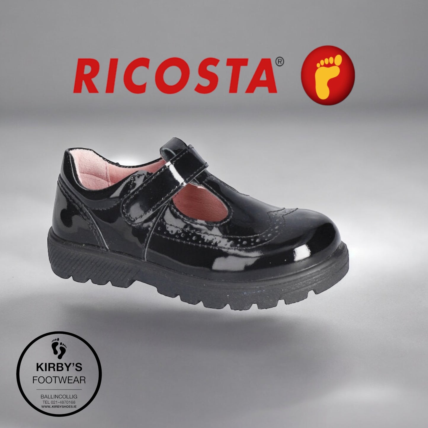 Ricosta Amanda T-bar black patent