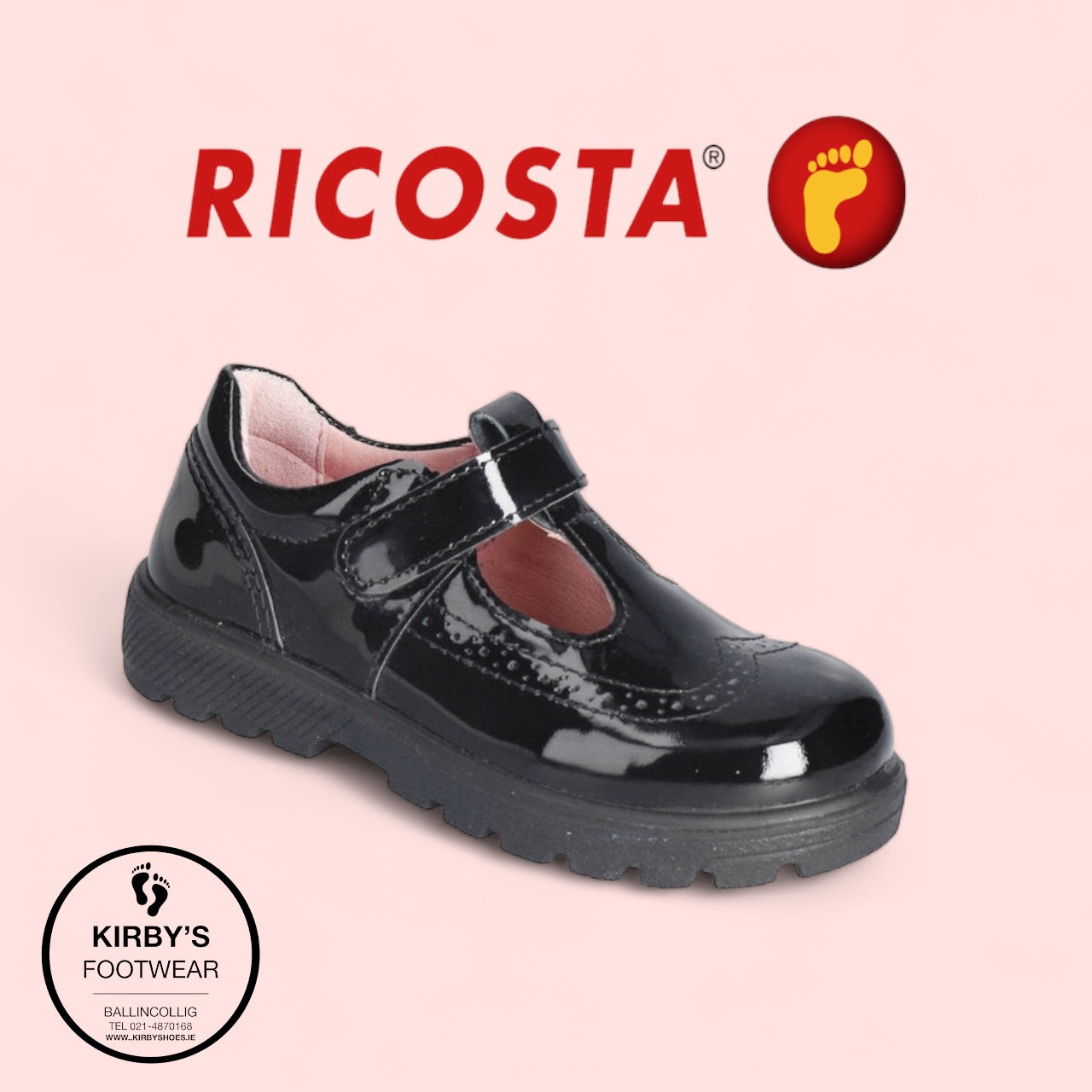 Ricosta Amanda T-bar black patent