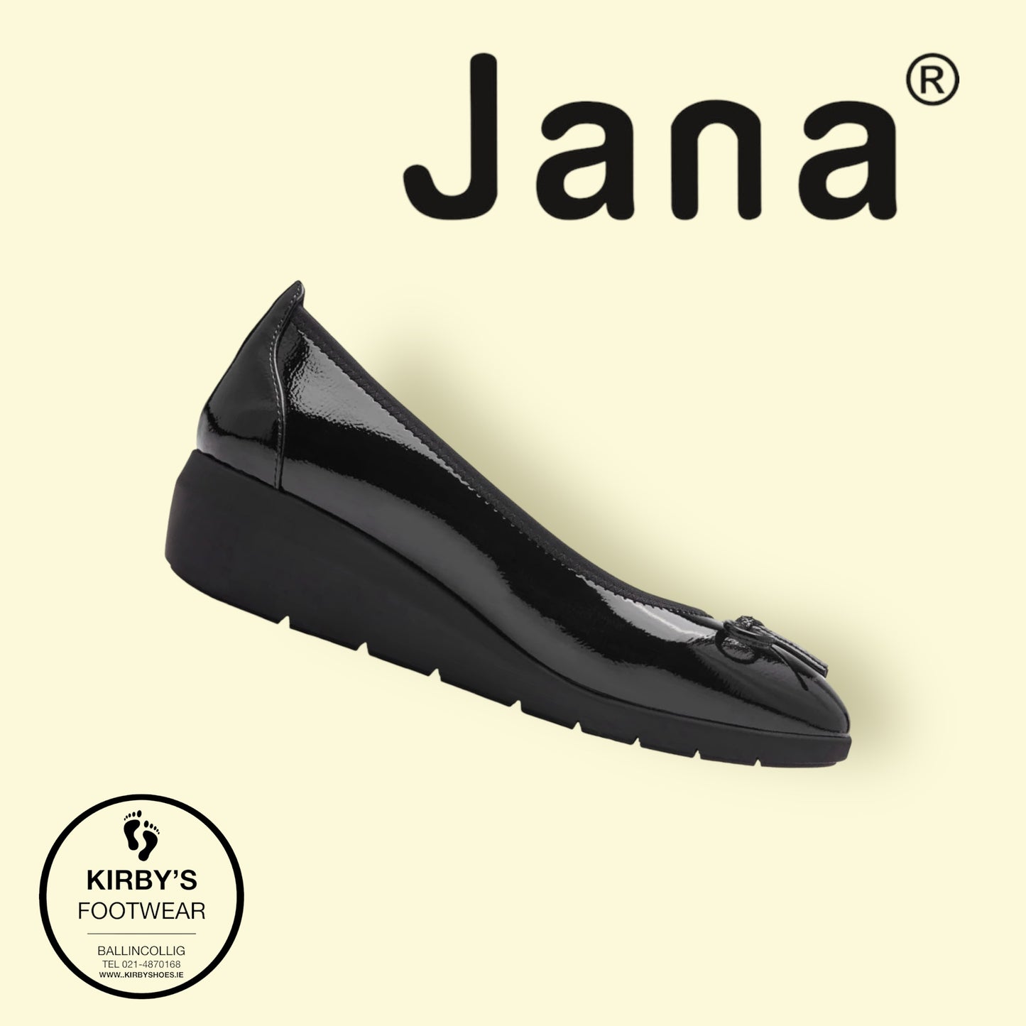 Jana wedge black patent 22162