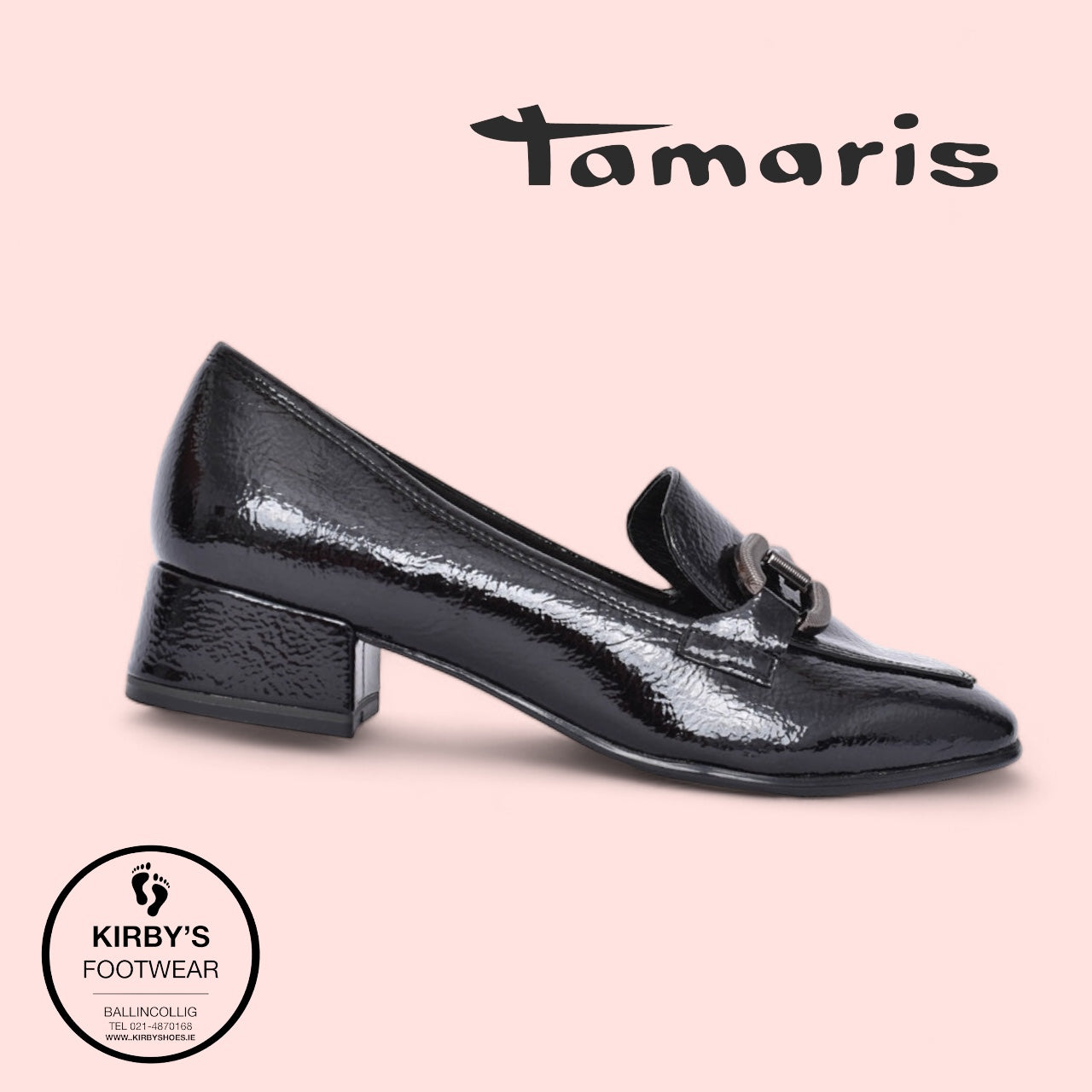 Tamaris slip on black patent 24316