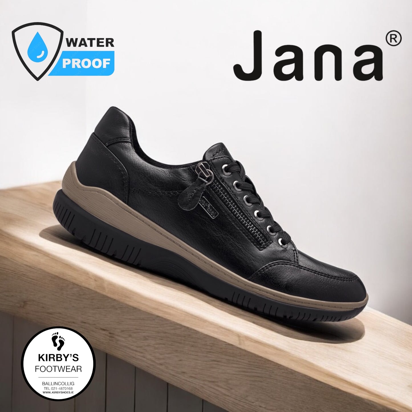 Jana trainer waterproof black 23778