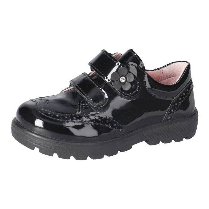 Ricosta Avery black patent velcro